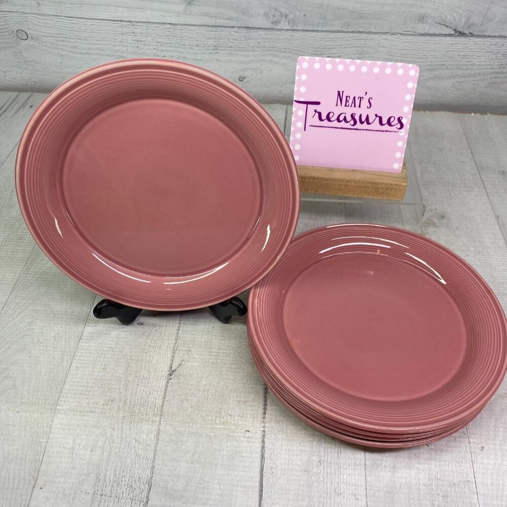 Nancy Calhoun DARK ROSE Japan Solid Color 8" Smooth Stoneware Salad Plates Set 5